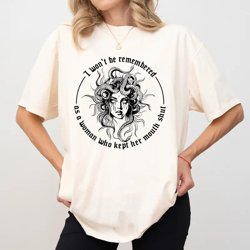 I Won't Be Remembered As a Woman Who Kept Her Mouth Shut Comfort Colors Shirt, Women Graphic Tee, Retro Feminist T-shirt,...