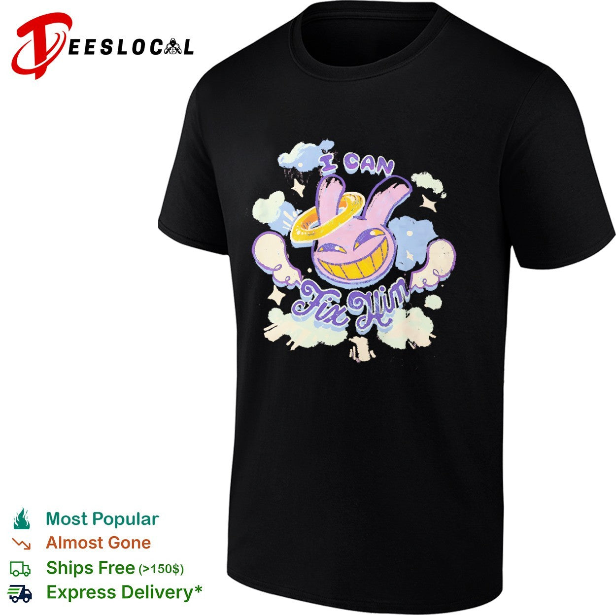 I can fix him creepy purple rabbit halo wings shirt
