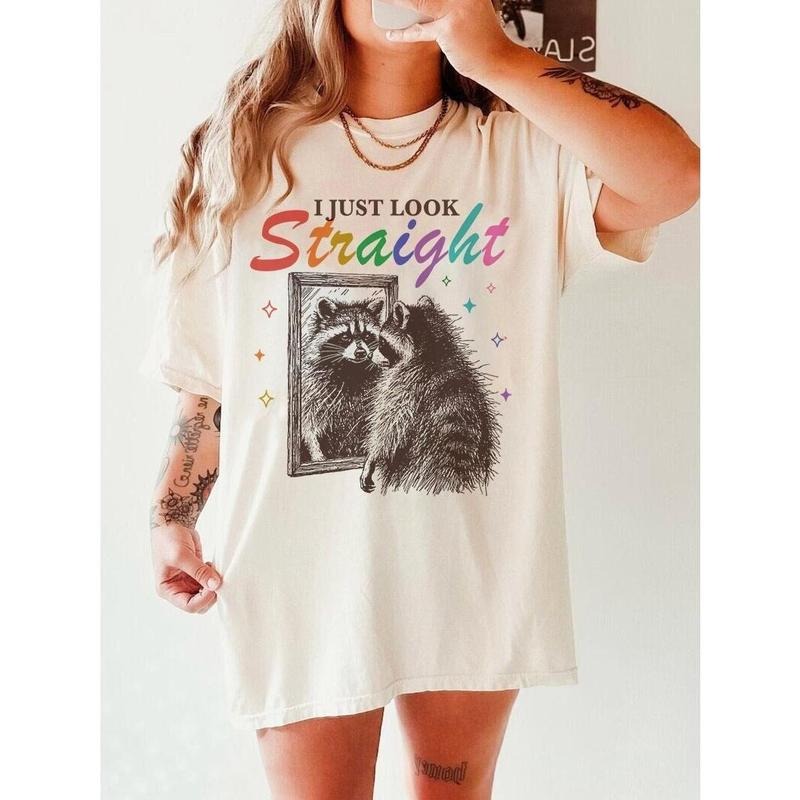 I just look straight | funny lgbt shirt | funny lesbian shirt | cool queer shirt | live laugh lesbian | bi pride shirt |...