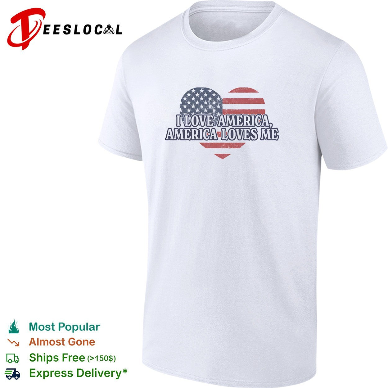 I love America America loves me heart flag shirt