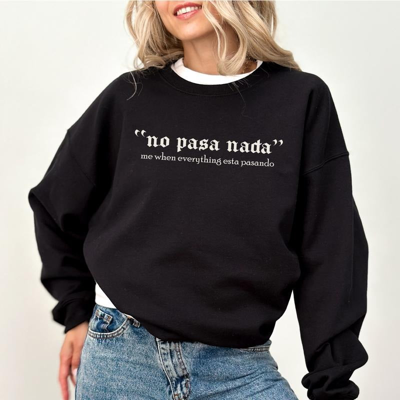 I'm Fine Everything Is Fine Sweatshirt, Funny Mom Life Crewneck, Teacher Life Long Sleeved Pullover, Sarcastic Positive...