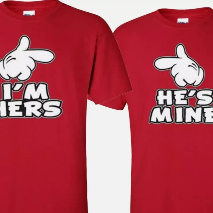 I'm Hers He's Mine Valentine Couple matching funny cute T-Shirts Hoodie, Sweatshirt | CiraTrend.com