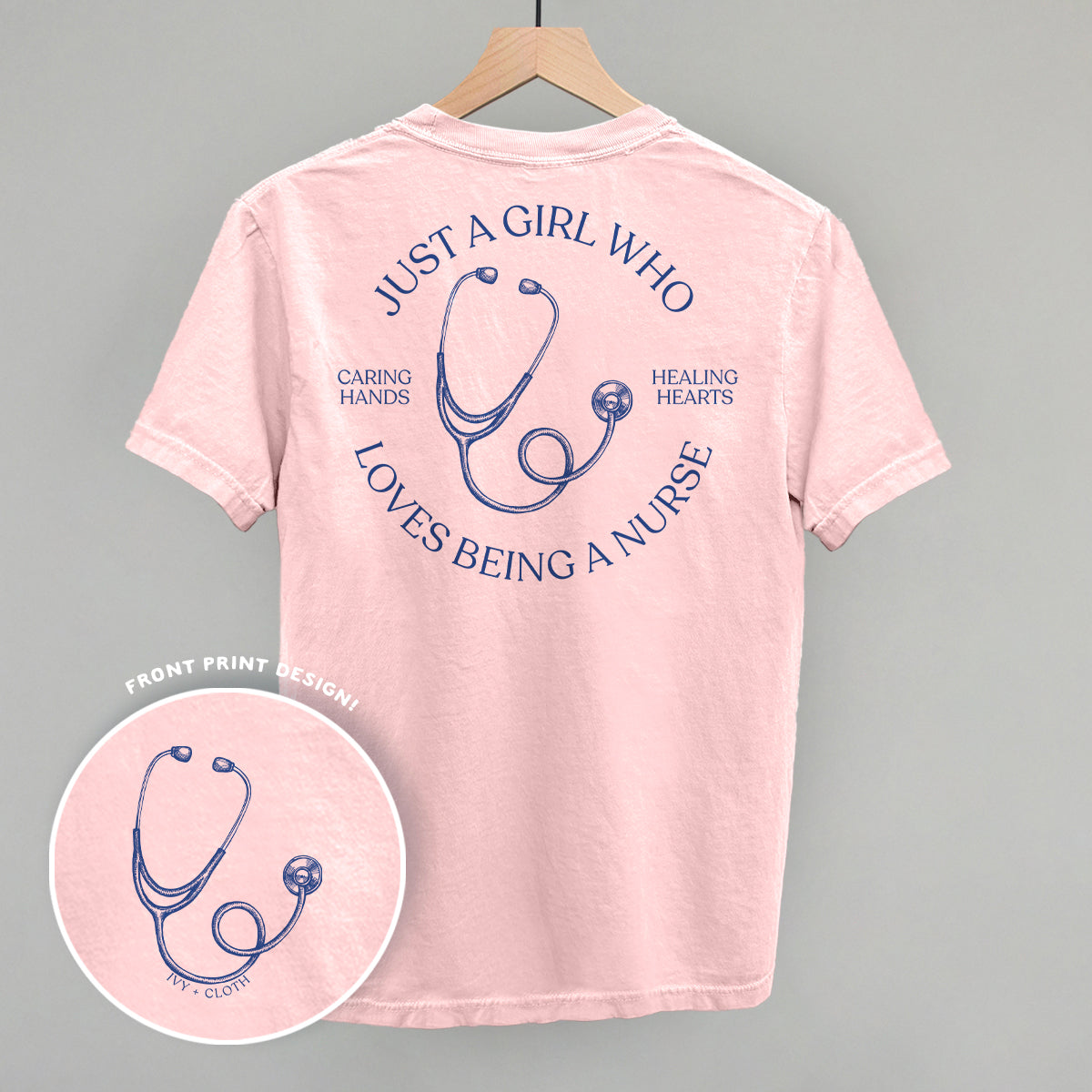 Just A Girl Who Loves Being A Nurse (Back Print) T-Shirts, Hoodie, Sweatshirt | CiraTrend.com (Image 2)