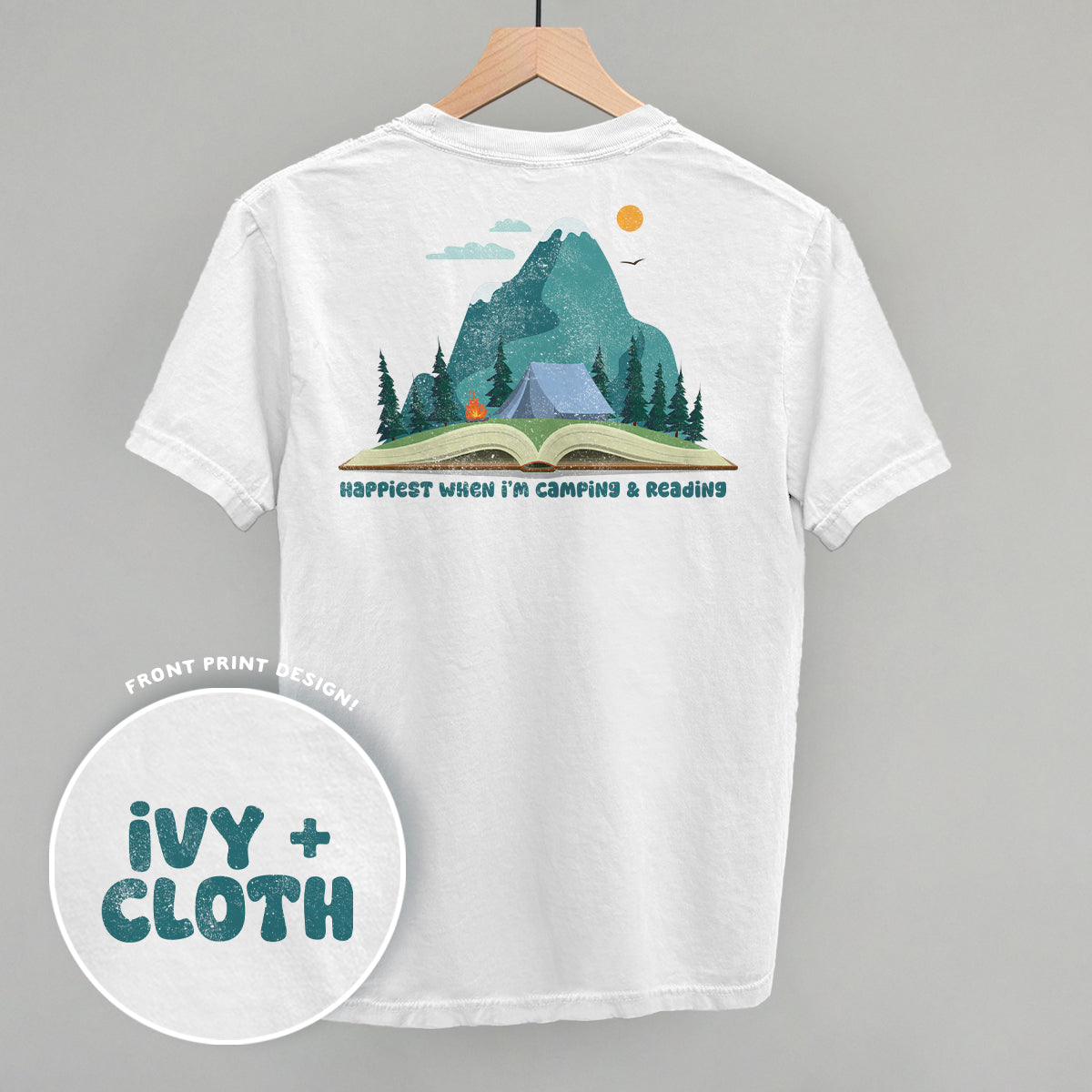 Happiest When I'm Camping & Reading (Back Print) T-Shirts, Hoodie, Sweatshirt | CiraTrend.com (Image 3)