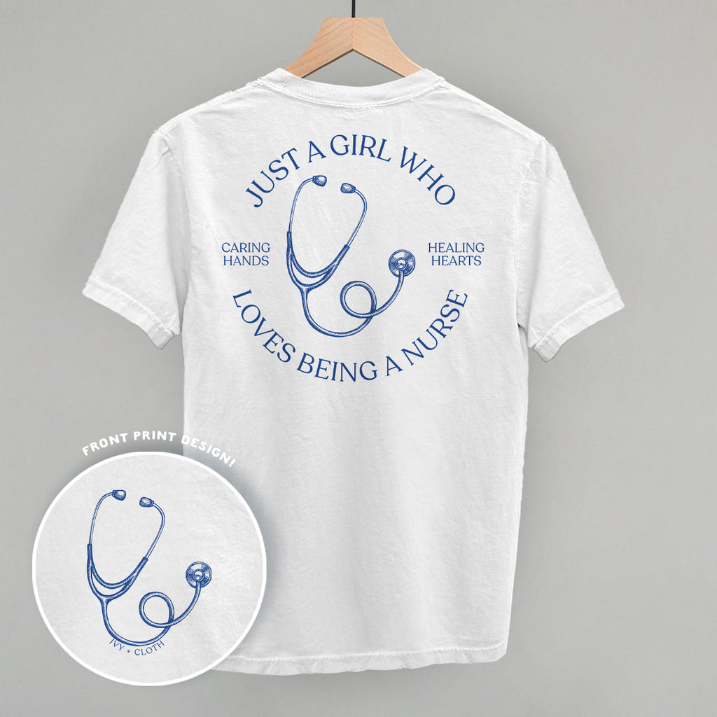Just A Girl Who Loves Being A Nurse (Back Print) T-Shirts, Hoodie, Sweatshirt | CiraTrend.com (Image 5)