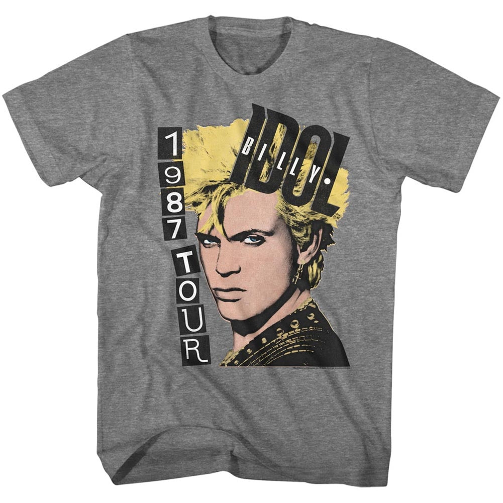 Billy Idol Mens S/S T-Shirt - 1987 Tour - Heather Graphite Heather Hoodie, Sweatshirt | CiraTrend.com