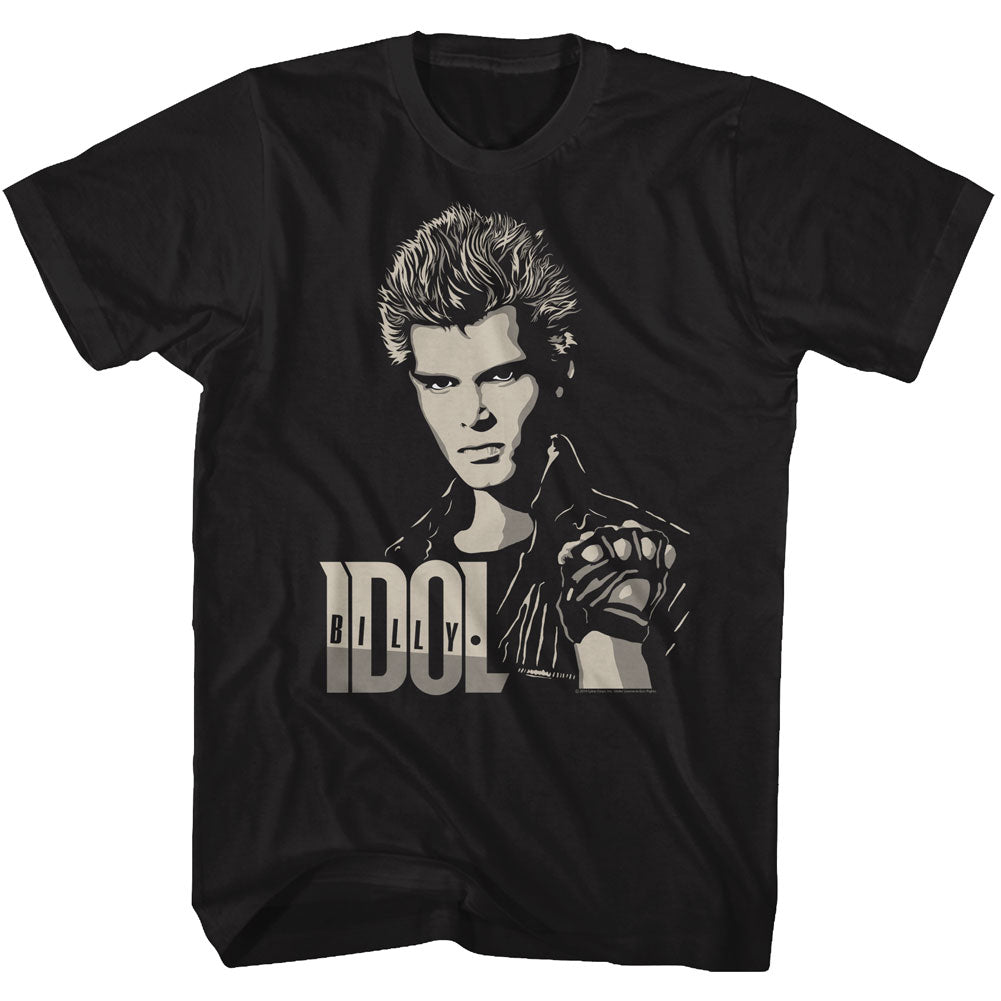 Billy Idol Mens S/S T-Shirt - 2 Tone Billy - Solid Black Hoodie, Sweatshirt | CiraTrend.com
