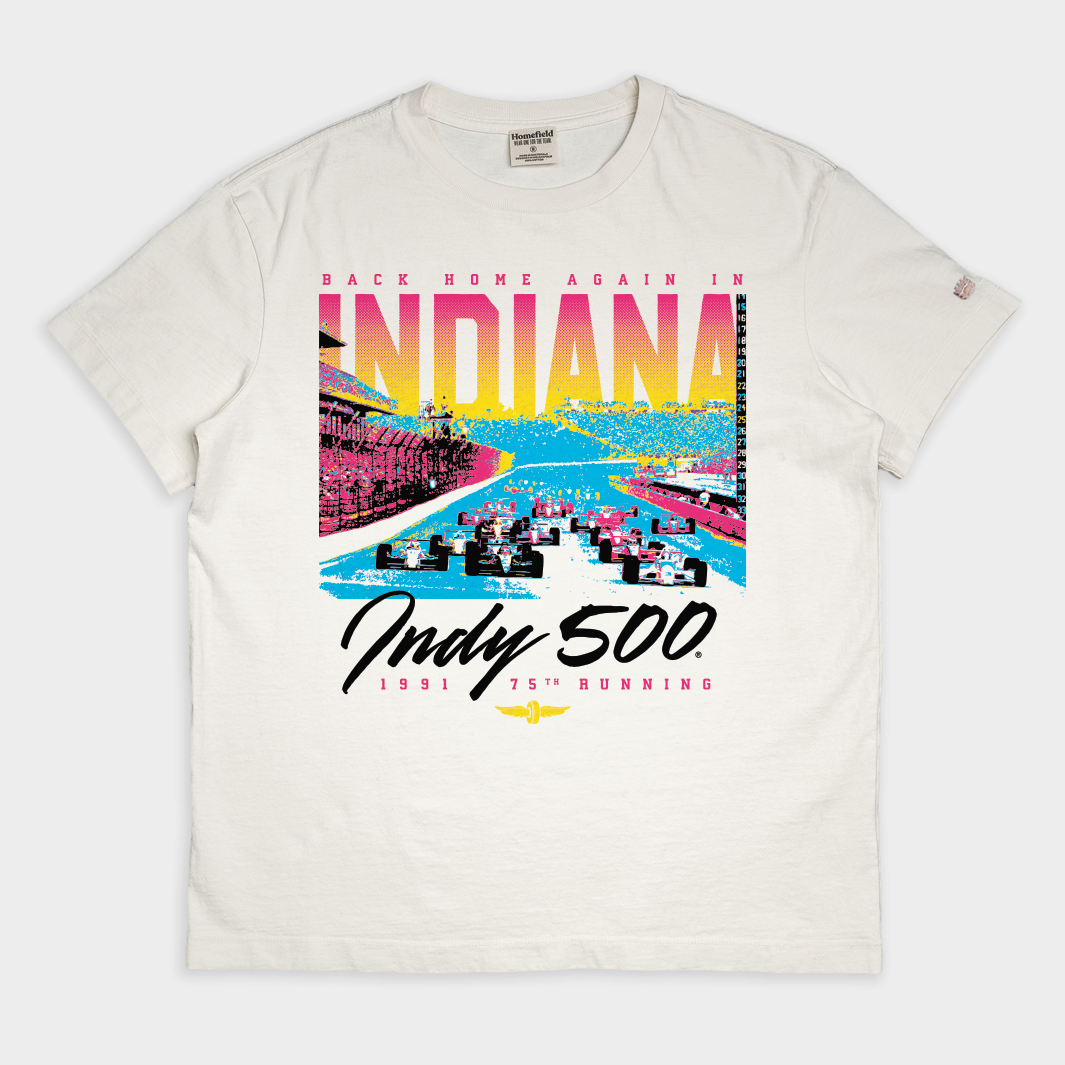 1991 Indy 500 "Back Home Again" Vintage Heavyweight Tee Style001