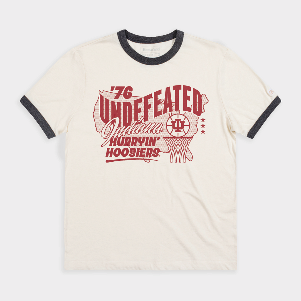 Indiana 1976 Undefeated "Hurryin' Hoosiers" Ringer Tee Style001