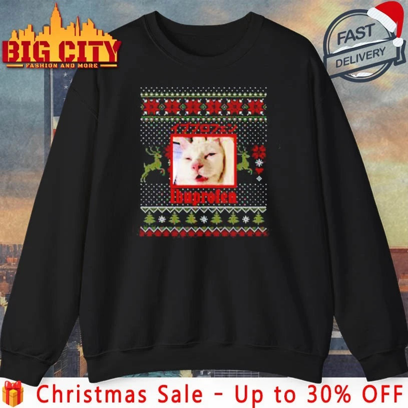 Ibuprofen Cat Hilarious Ugly christmas shirt