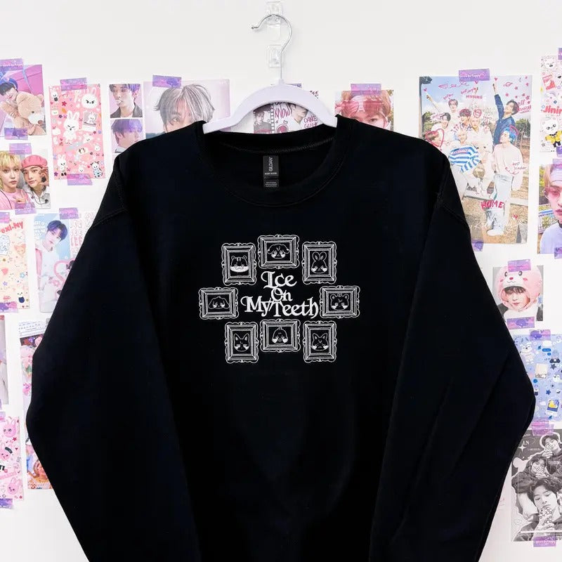 Ice on my Teeth Embroidered Crewneck Sweatshirt T-Shirts, Hoodie | CiraTrend.com