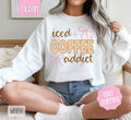 Iced Coffee Addict Sweatshirt, Cute Sweater, Girly Crewneck T-Shirts, Hoodie | CiraTrend.com