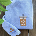 Iced Coffee Embroidered Sweatshirt, Coffee Lover Gift T-Shirts, Hoodie | CiraTrend.com
