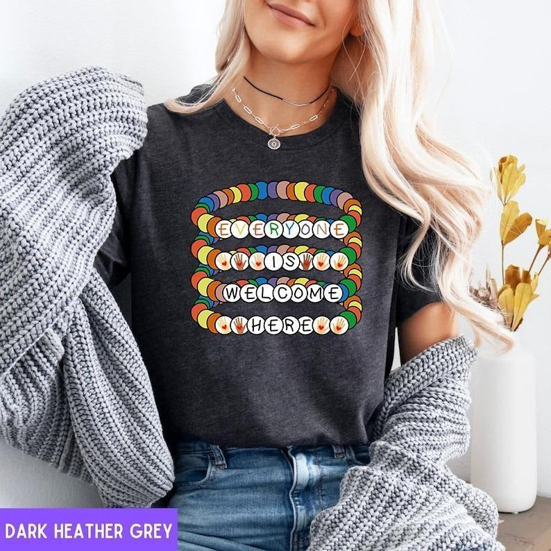 Idaho Teacher Shirt - Everyone Is Welcome Friendship Bracelet Tee, Inclusion Equality T-Shirt, Protest Resist Shirt,...