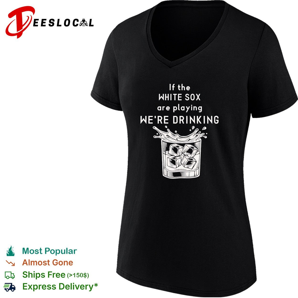If the White Sox are playing we’re drinking baseball whiskey glass shirt