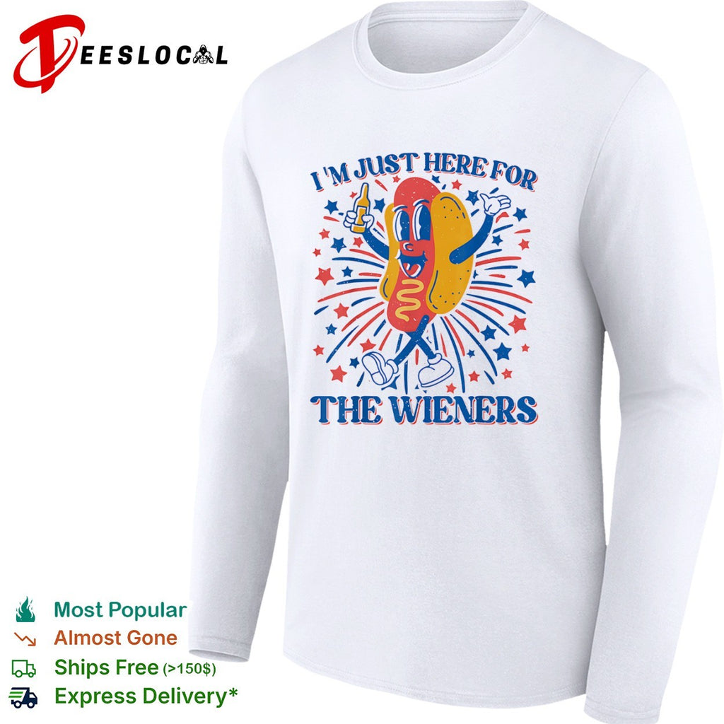I’m Just Here for the Wieners Hot Dog Fourth of July Patriotic Party Casual shirt
