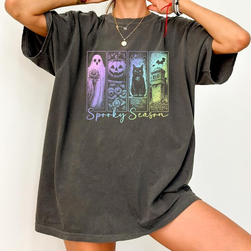 Imperial The Label Spooky Season Vintage Pastel Printed Comfort Colors T-Shirt Hoodie, Sweatshirt | CiraTrend.com