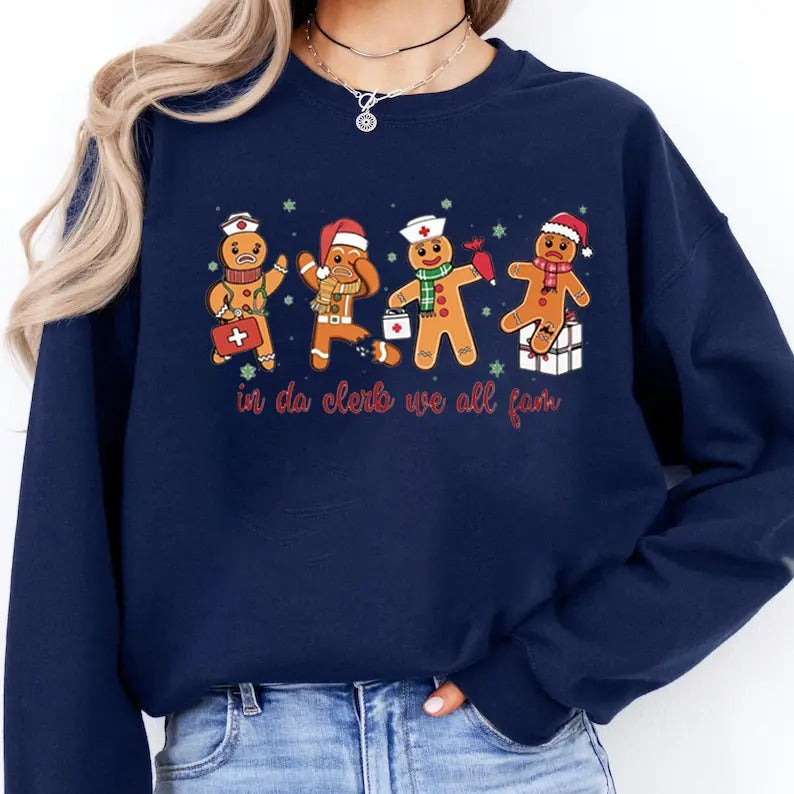 In Da Clerb We All Fam Shirt, Funny Gingerbread Nurse T-shirt, ICU ER Rn Nurse Tee, Christmas Nurse Life, Nurse Shirt,...