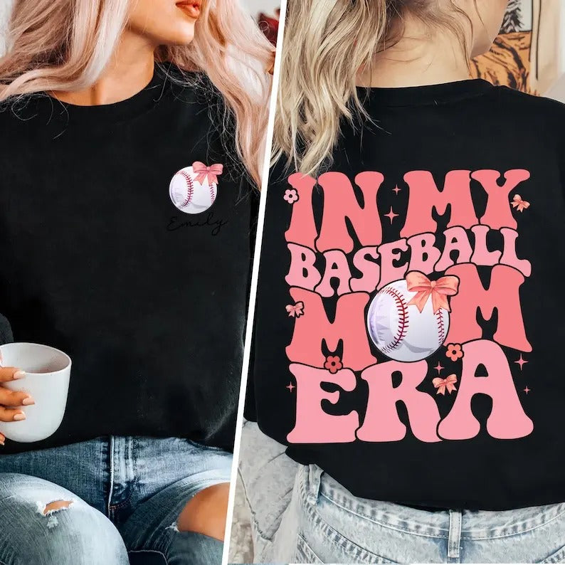 In My Baseball Mom Era Shirt, Baseball Mom Sweatshirt, Bow Mom Shirt, Game Day, Mothers Day Gift, Mothers Day Shirt, Mom...