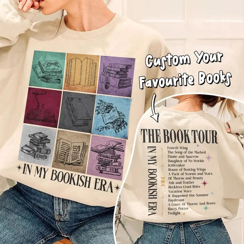 In My Bookish Era Shirt, Custom Favorite Books Sweatshirt, Personalized Book Tour, Book Lover Shirt, Gift For Bookish Hoodie
