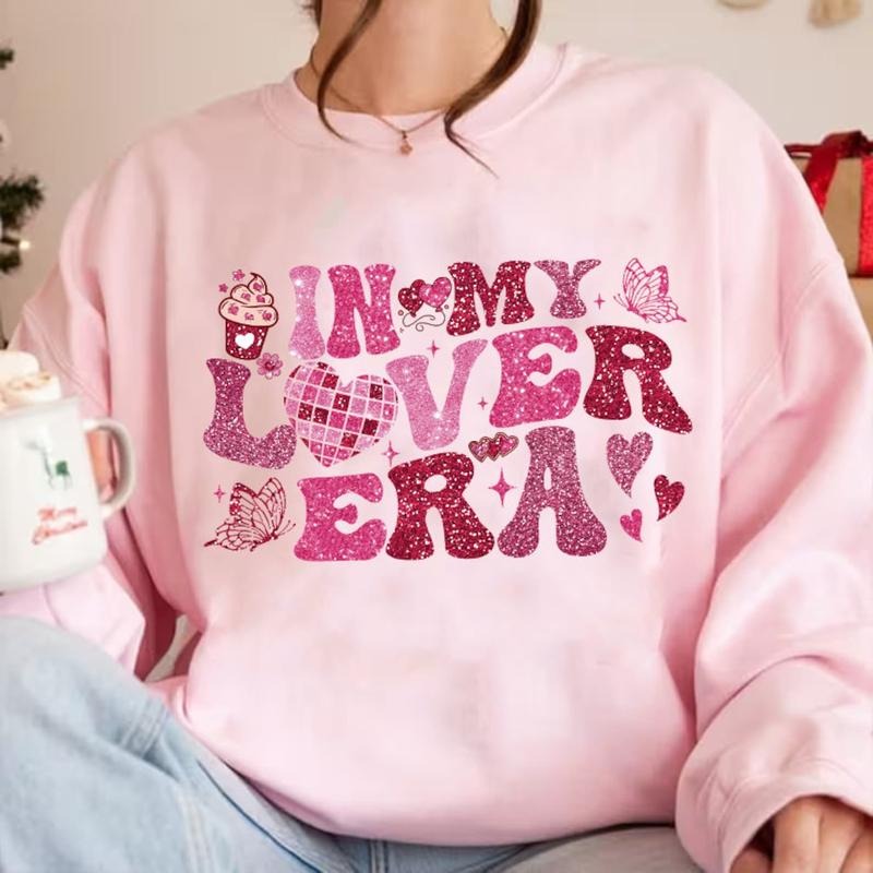 In My Lover Era Sweatshirt FAUX SEQUIN, Heart Valentine Shirt, Valentines Day Sweater, Retro Valentine Sweatshirt, Loved...
