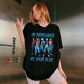 In November We Wear Blue Shirt, Halloween Character Diabetes Awareness Tshirt, Diabetes Awareness Month Shirt Hoodie,...
