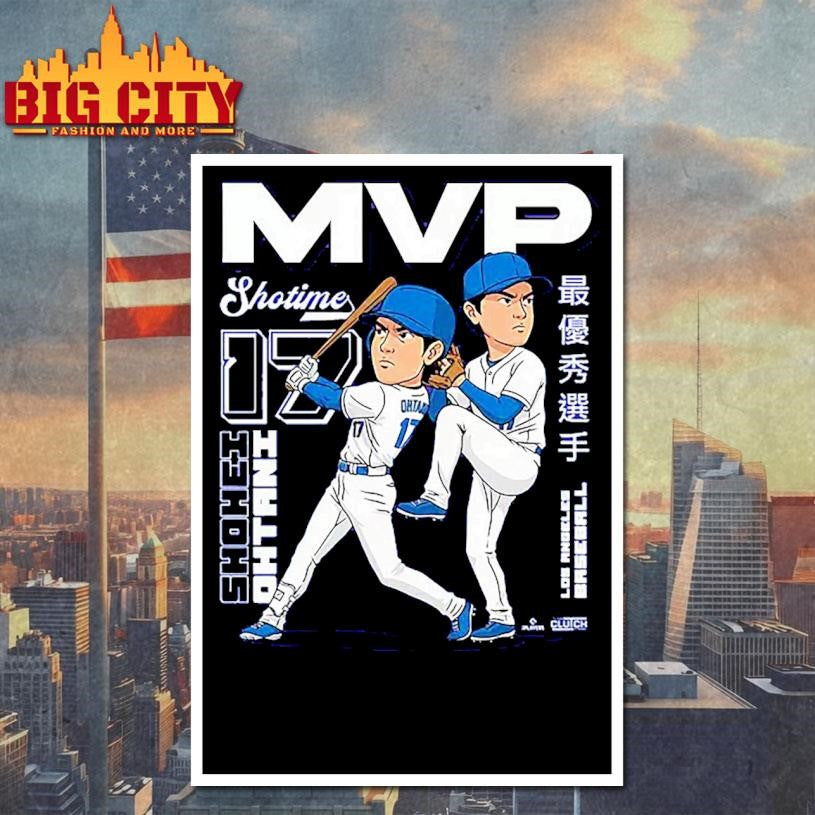 In The Clutch Adult Los Angeles Shohei Ohtani Shotime MVP Anime Blue Shirt