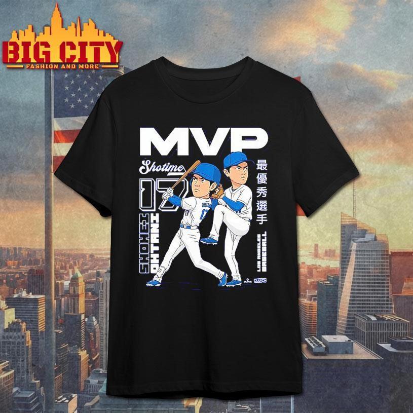 In The Clutch Adult Los Angeles Shohei Ohtani Shotime MVP Anime Blue Shirt