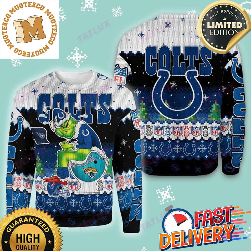 Indianapolis Colts Grinch Toilet 3D Ugly Christmas Sweater For Holiday 2023 Xmas Gifts