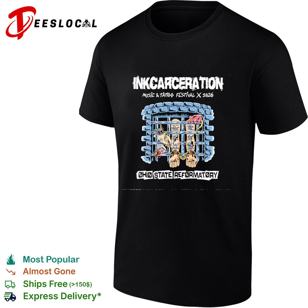 Inkcarceration 2026 Music and Tattoo Festival Ohio State Reformatory shirt
