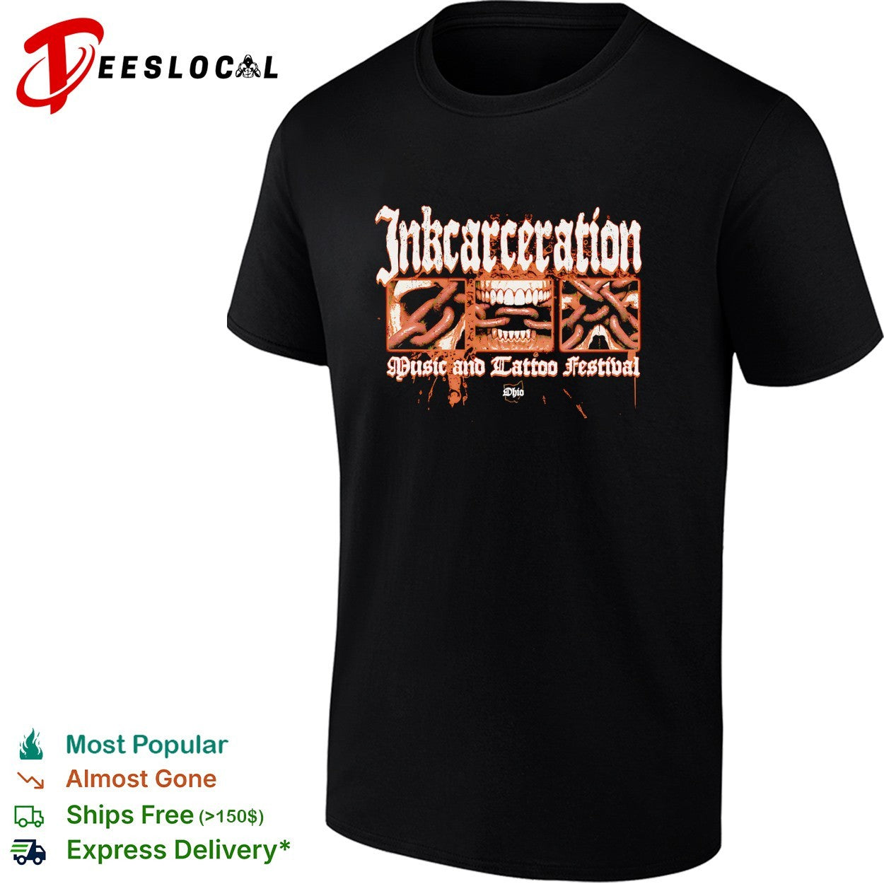 Inkcarceration Music and Tattoo Festival Ohio State Reformatory chain skull shirt