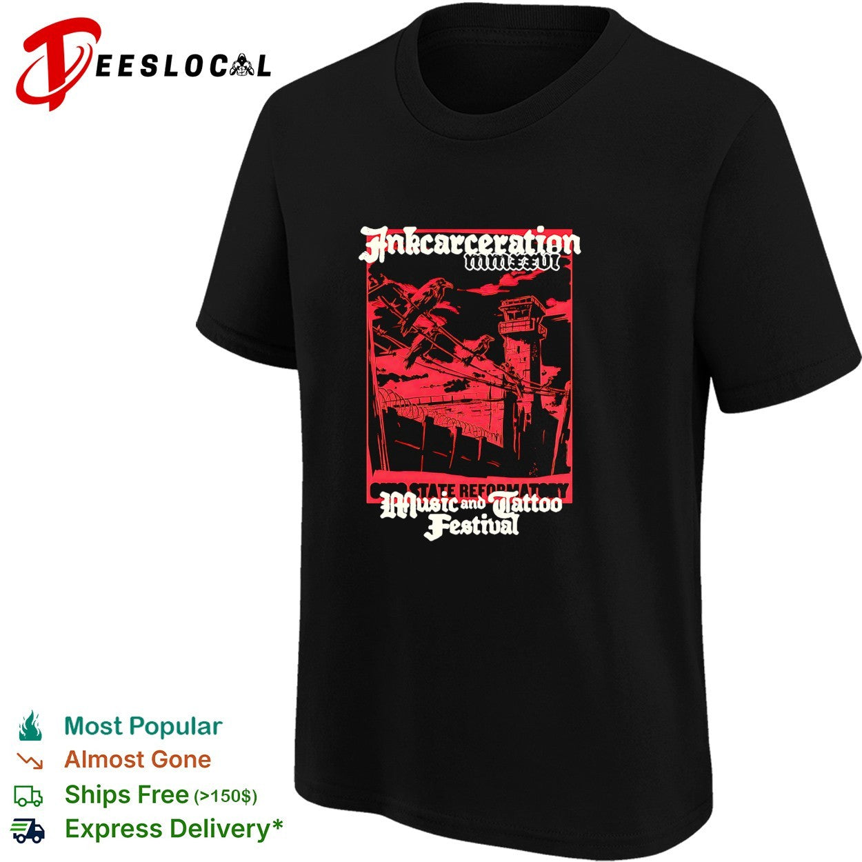Inkcarceration Music and Tattoo Festival Ohio State Reformatory raven tower shirt