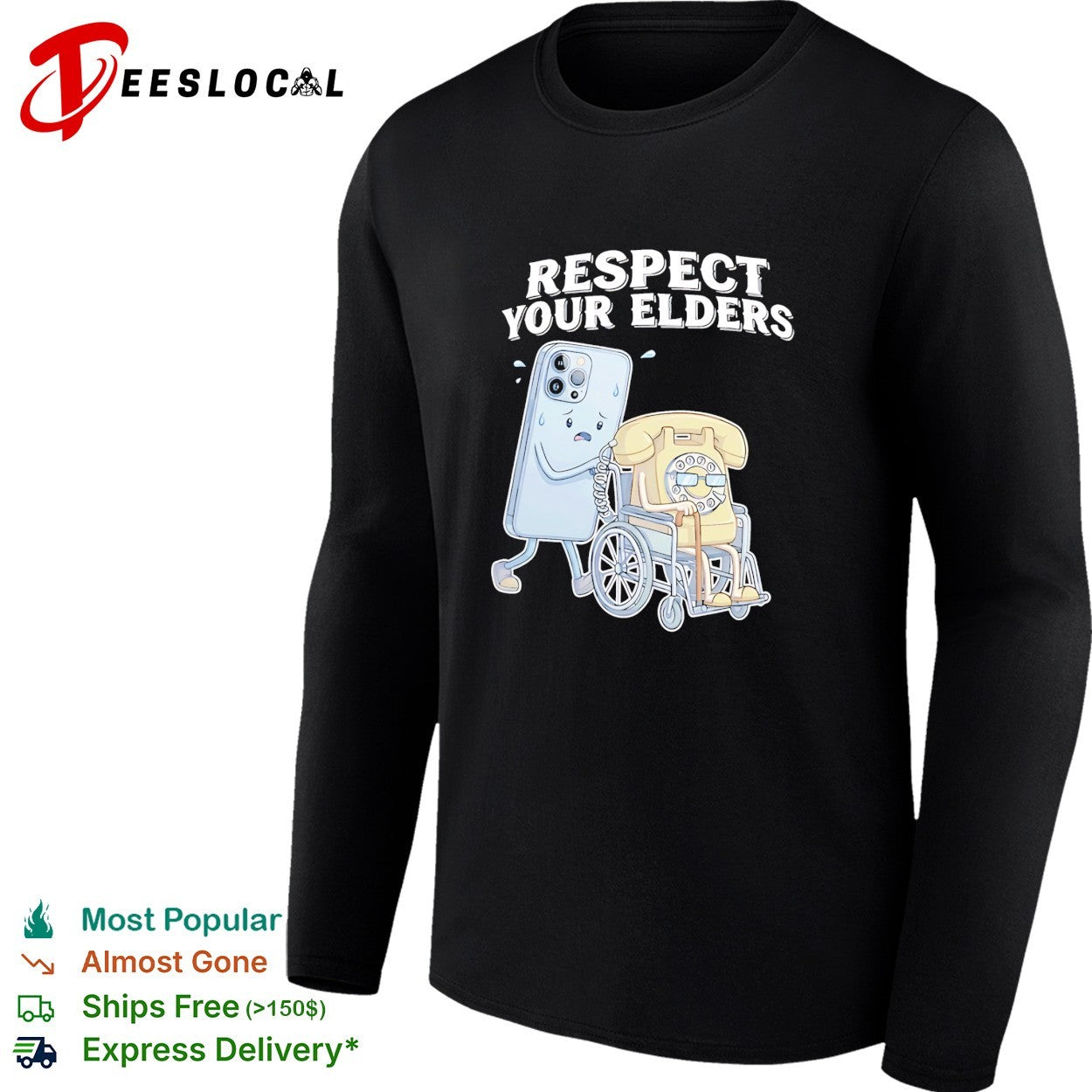 Iphone and rotary telephone respect your elders vintage shirt