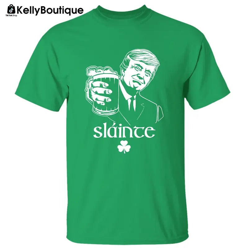 Irish Slainte Trump Make St Patrick's Day Great Again, Trump Shirts for Sale, Graphic Printed Unisex Classic Cotton...