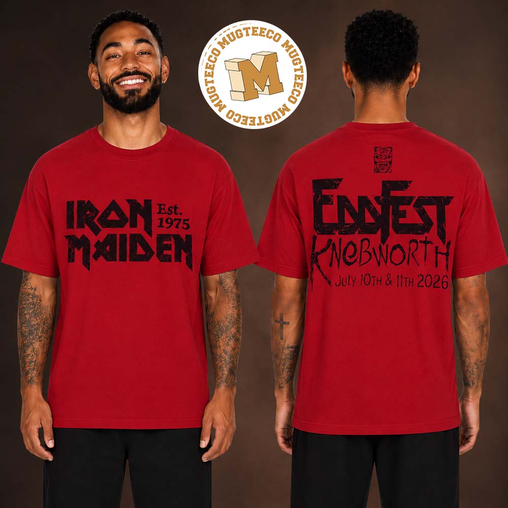 Iron Maiden Eddfest Knebworth 2026 Event Tee Merch On July 10 11 2026 Two Sided Red Unisex T-Shirt