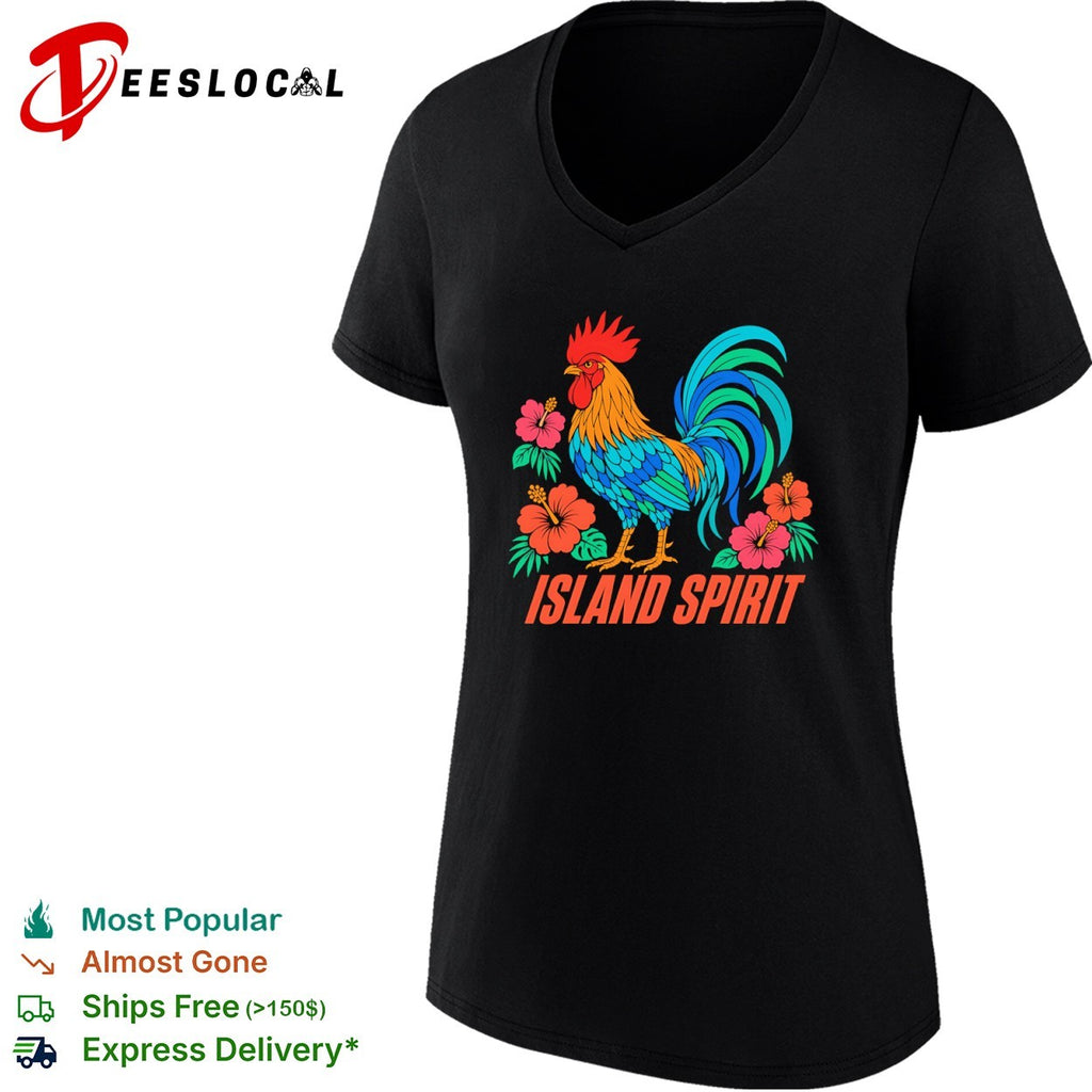 Island Spirit rooster hibiscus flower tropical bird shirt