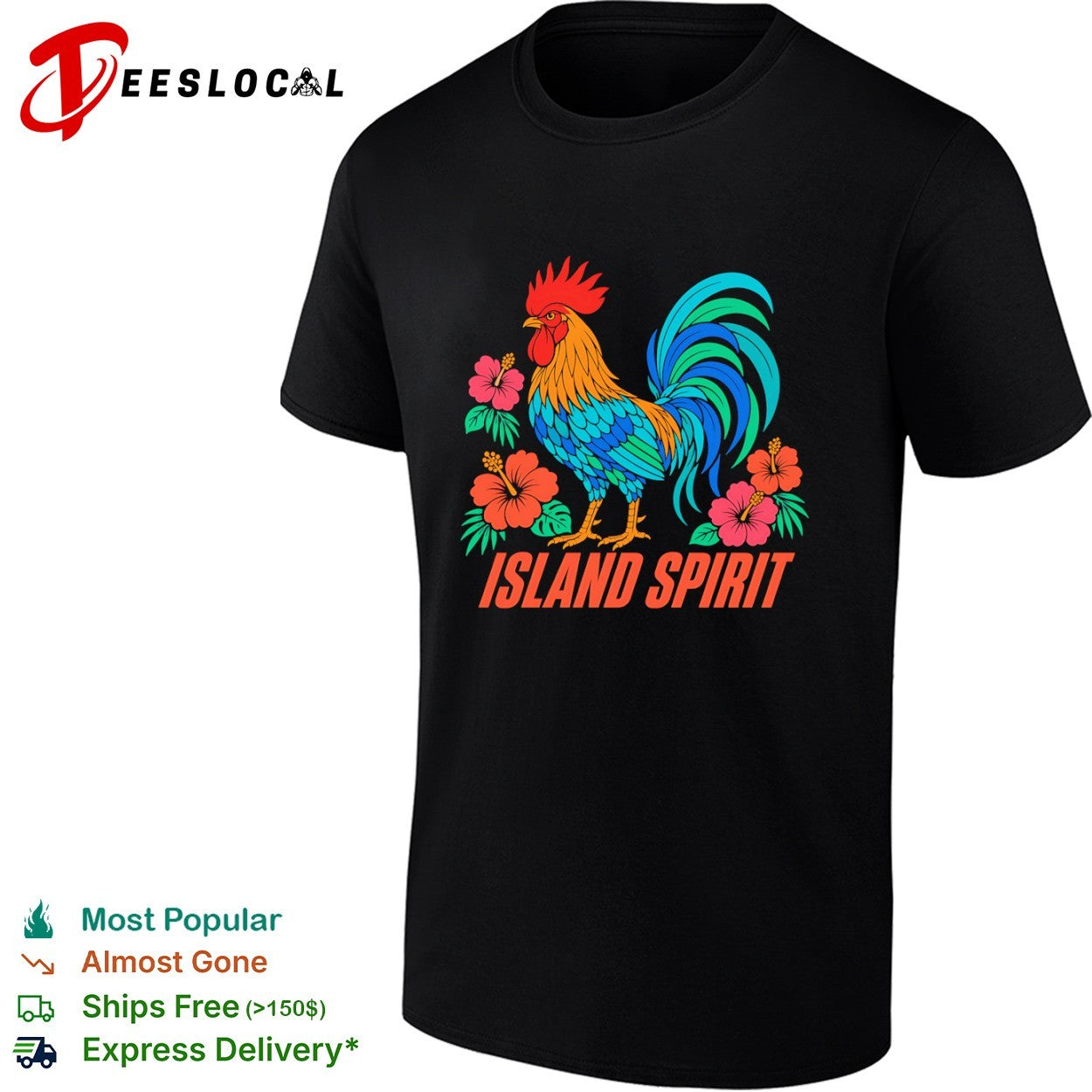 Island Spirit rooster hibiscus flower tropical bird shirt
