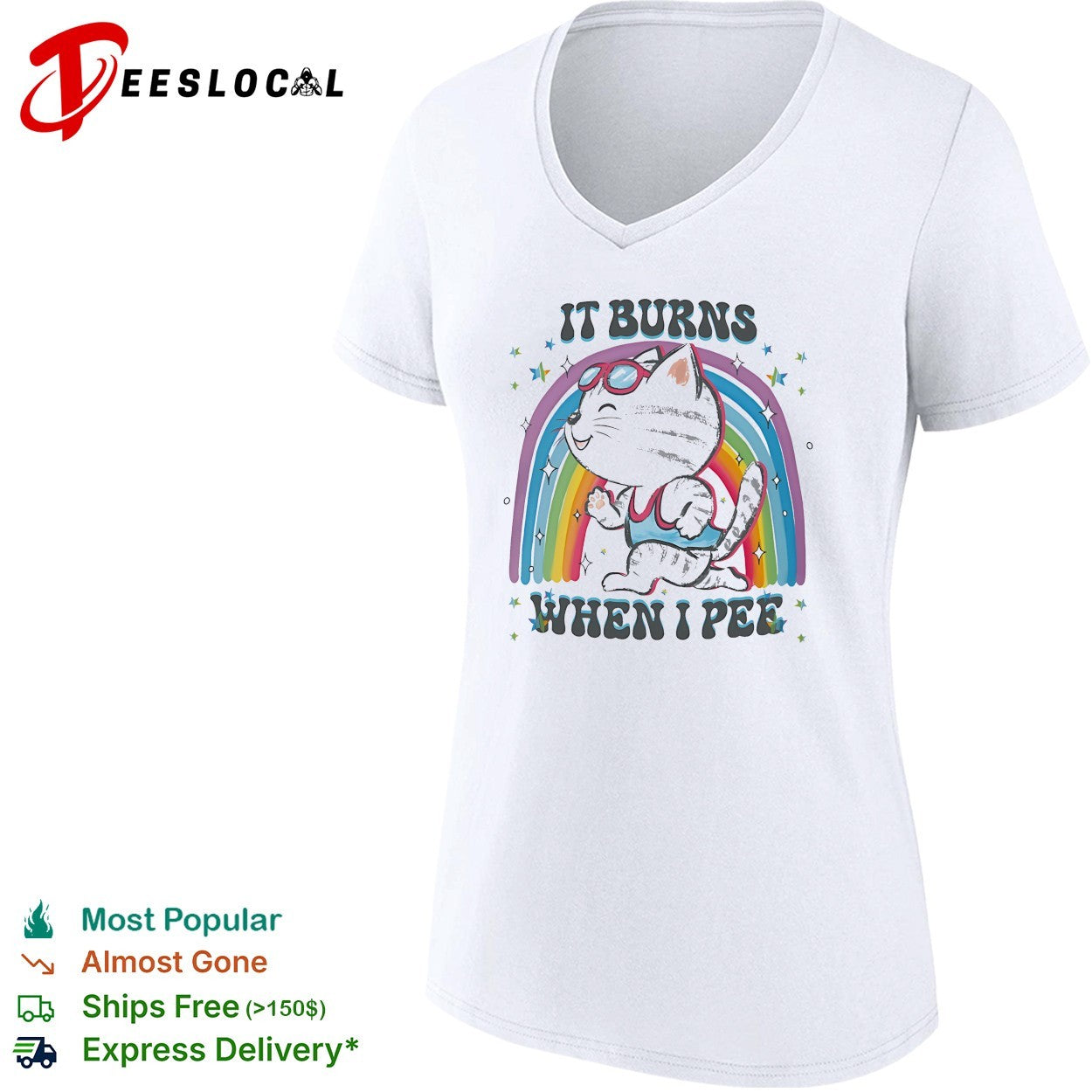 It burns when I pee cat rainbow shirt