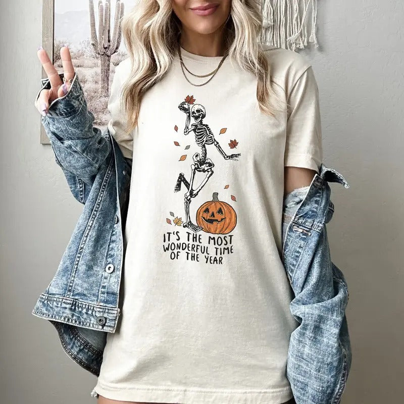 It's The Most Wonderful Time Of The Year Skeleton Shirt Halloween Shirt Halloween Party Shirts Skeleton Fall Shirtfall...