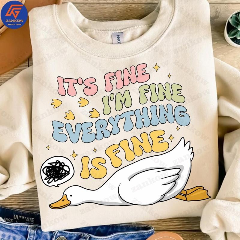 Its Fine Im Fine Everything Is Fine Png Sarcastic Retro Png Funny Mama Goose Png Boho Floral Png Preppy Girly Shirt...