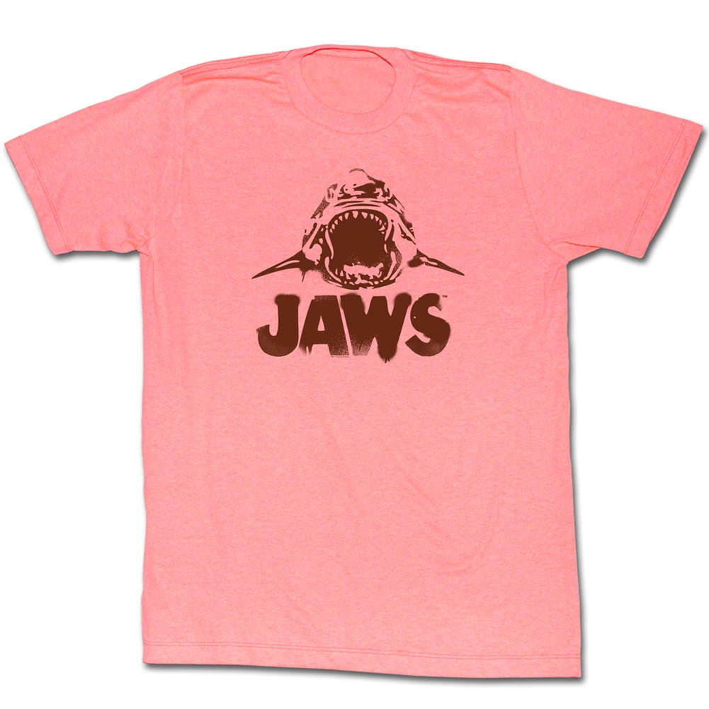 Jaws Mens S/S T-Shirt - Neon Jaws - Heather Retro Coral Heather Hoodie, Sweatshirt | CiraTrend.com