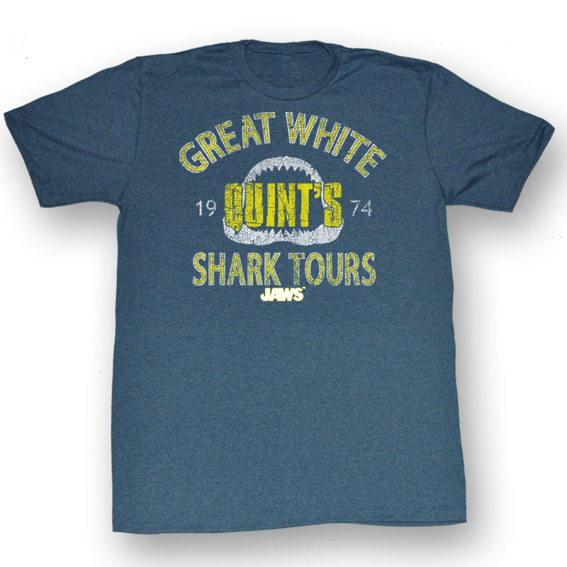 Jaws Mens S/S T-Shirt - Shark Tour - Heather Pacific Blue Heather Hoodie, Sweatshirt | CiraTrend.com