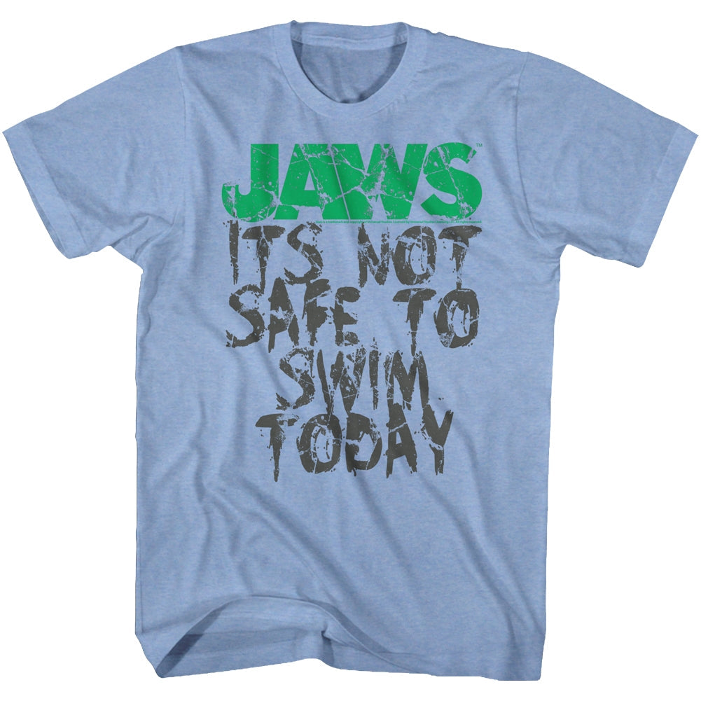 Jaws Mens S/S T-Shirt - Jaws Not Safe - Heather Light Blue Heather Hoodie, Sweatshirt | CiraTrend.com
