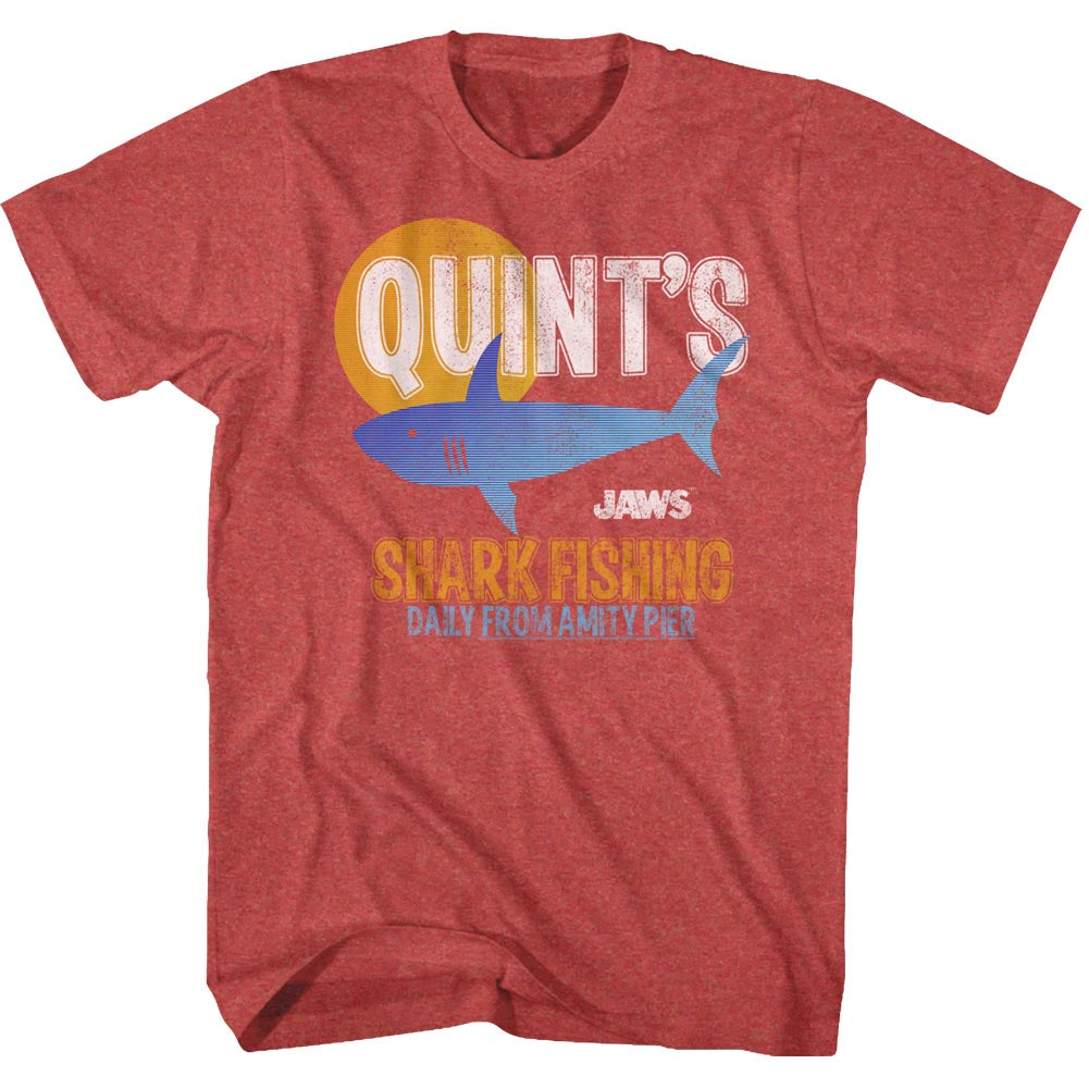 Jaws Mens S/S T-Shirt - Quint Fish - Heather Red Heather Hoodie, Sweatshirt | CiraTrend.com