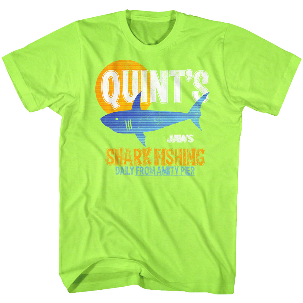 Jaws Mens S/S T-Shirt - Quint Fish - Heather Neon Mint Heather Hoodie, Sweatshirt | CiraTrend.com