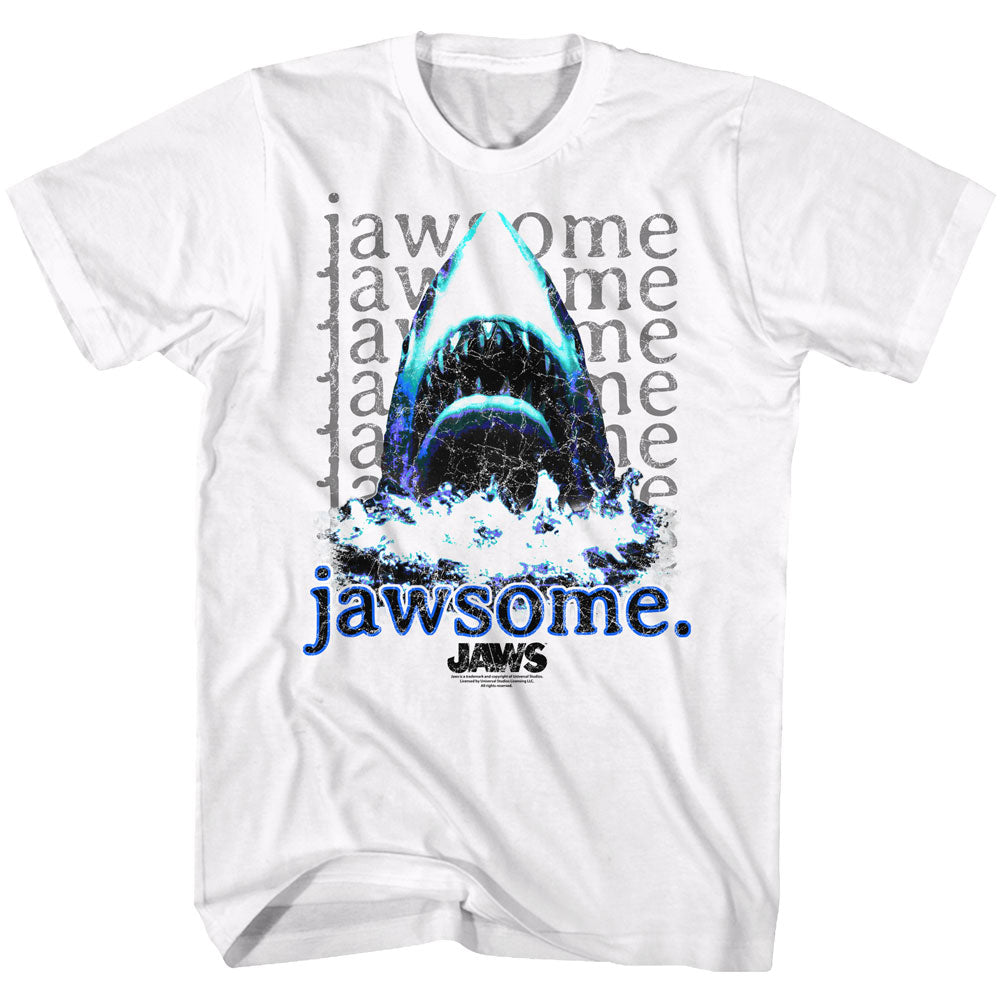 Jaws Mens S/S T-Shirt - Jawsome Repeat - Solid White Hoodie, Sweatshirt | CiraTrend.com