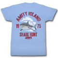 Jaws Mens S/S T-Shirt - Shark Hunt - Heather Light Blue Heather Hoodie, Sweatshirt | CiraTrend.com