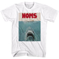 Jaws Mens S/S T-Shirt - Noms - Solid White Hoodie, Sweatshirt | CiraTrend.com