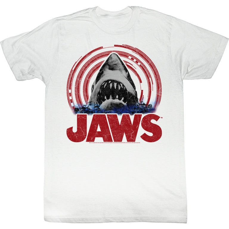 Jaws Mens S/S T-Shirt - Jaws Spiral - Solid White Hoodie, Sweatshirt | CiraTrend.com