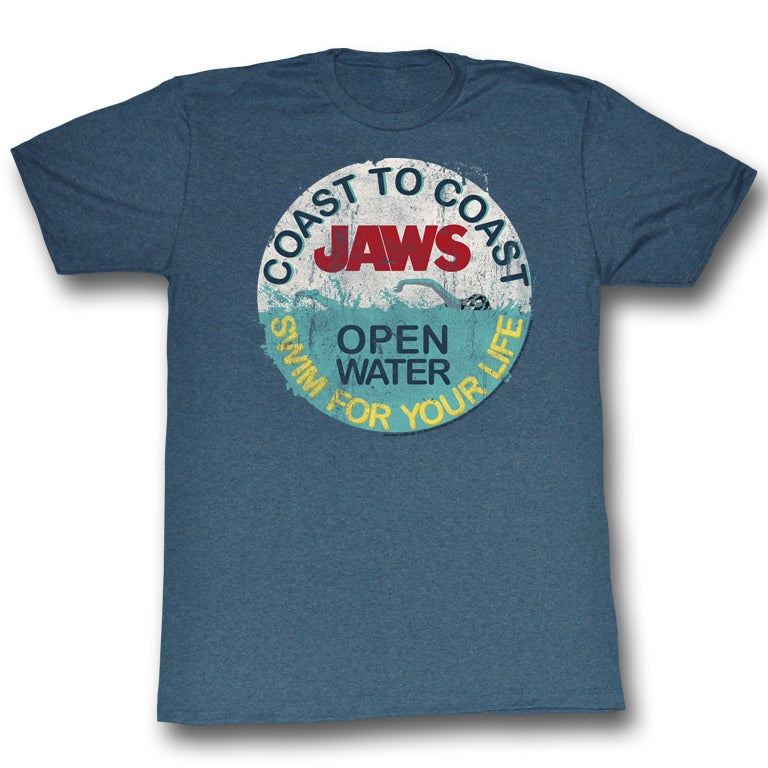 Jaws Mens S/S T-Shirt - Swim For Your Life - Heather Navy Heather Hoodie, Sweatshirt | CiraTrend.com
